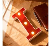 Letter I Sign Lights Battery Powered Decoration Table Lamp Red LED Night Light forLibrary Reading Area, Children'S Room, DIY Thanksgiving(6.26"*3.07"*1.18")