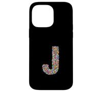 Letter J Candy Rainbow Sprinkles Monogram Style Case for iPhone 14 Pro Max