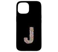 Letter J Candy Rainbow Sprinkles Monogram Style Case for iPhone 15