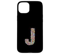Letter J Candy Rainbow Sprinkles Monogram Style Case for iPhone 15 Plus