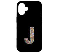 Letter J Candy Rainbow Sprinkles Monogram Style Case for iPhone 16