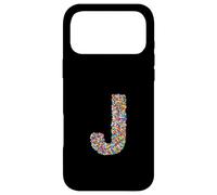 Letter J Candy Rainbow Sprinkles Monogram Style Case for iPhone 17 Pro Max