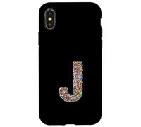 Letter J Candy Rainbow Sprinkles Monogram Style Case for iPhone X/XS