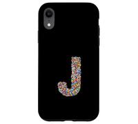 Letter J Candy Rainbow Sprinkles Monogram Style Case for iPhone XR