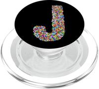 Letter J Candy Rainbow Sprinkles Monogram Style PopSockets PopGrip for MagSafe