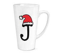 Letter J Christmas Hat 17oz Large Latte Mug Cup