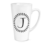 Letter J Floral Wreath Alphabet 17oz Large Latte Mug Cup