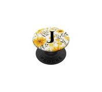 Letter J Initial Cute Yellow Watercolor Flower Bouquet PopSockets Adhesive PopGrip