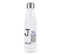 Letter J is for Jellyfish Double Wall Water Bottle Insulated Stainless Steel Sports Drinks 500ml White