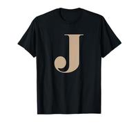 Letter J Personalized Initial Name Beige Minimalist Monogram T-Shirt