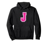 Letter J Pink Monogram Initial Pullover Hoodie