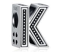 Letter K Charms, Initial K Alphabet Beads in Vintage 925 Sterling Silver, fits Pandora Charm Bracelet, Gift for Birthday