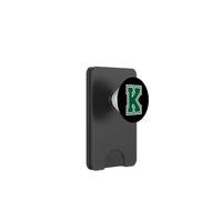 Letter K Green Monogram Initial PopSockets PopWallet for MagSafe