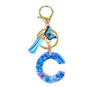 Letter Keychain | Initial Letter Butterfly Keyring Pendant in Epoxy Resin,Novelty Keychains Bag Decoration with Love Sequins and Tassel for Working, School, Traveling