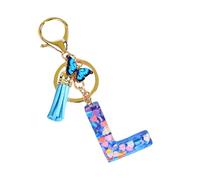 Letter Keychain | Initial Letter Keyring Women Epoxy Resin Pendant - Backpack Ornaments Tassel Attached Bags Decoration for School, Business Trips
