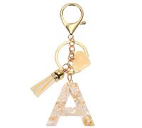 Letter Keychain,Personalised Alphabet A Keyring Heart Shaped Broken Shell Fringed Capital letter Keychain Pendant Fashion Key Chain for Women Girl amulet Adult Gift Purse Handbag Backpack Car Decor