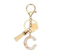 Letter Keychain,Personalised Alphabet C Keyring Heart Shaped Broken Shell Fringed Capital letter Keychain Pendant Fashion Key Chain for Women Girl amulet Adult Gift Purse Handbag Backpack Car Decor