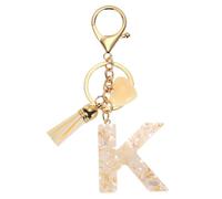 Letter Keychain,Personalised Alphabet K Keyring Heart Shaped Broken Shell Fringed Capital letter Keychain Pendant Fashion Key Chain for Women Girl amulet Adult Gift Purse Handbag Backpack Car Decor