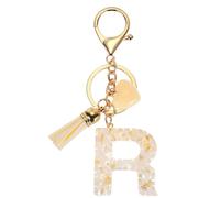Letter Keychain,Personalised Alphabet R Keyring Heart Shaped Broken Shell Fringed Capital letter Keychain Pendant Fashion Key Chain for Women Girl amulet Adult Gift Purse Handbag Backpack Car Decor