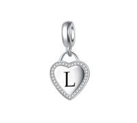 Letter L Alphabet Dangle Heart Charm Compatible with Pandora Charms Bracelets
