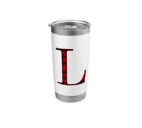 Letter L First Name Monogram Initial Buffalo Plaid Christmas Stainless Steel Insulated Tumbler