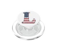 Letter L First Name Monogram initial USA American Flag print PopSockets PopGrip for MagSafe