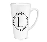 Letter L Floral Wreath Alphabet 17oz Large Latte Mug Cup