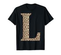 letter L leopard animal skin pattern initial name monogram T-Shirt