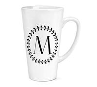 Letter M Floral Wreath Alphabet 17oz Large Latte Mug Cup