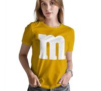 Letter M Halloween Costumes T-Shirt | Funny Cool Graphic tee idea | for Women, Gold, Medium