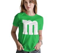 Letter M Halloween Costumes T-Shirt Funny Cool Graphic Tee Idea for Women, Green - Irish Green, M