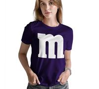 Letter M Halloween Costumes T-Shirt | Funny Cool Graphic tee idea | for Women, Purple, Small