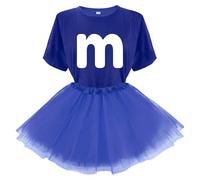 Letter M Halloween Costumes T-Shirt Tutu Skirts, Team Group T-Shirt, Funny Costumes for Halloween Christmas Party Costume, Blue, Medium