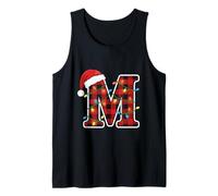 Letter M Name Initial Buffalo Plaid Alphabet Monogram Tank Top