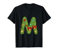 Letter M Name Initial Christmas Alphabet Monogram T-Shirt