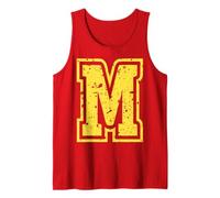 Letter M Name Initial Monogram Varsity Yellow Alphabet Tank Top