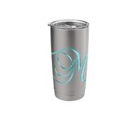 Letter M Pretty Personalized Teal Monogram Initial Name Cute Stainless Steel Insulated Tumbler