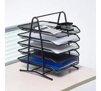 Letter Mesh Letter 3/4/5 Tier Office Filing Trays Holder In Desk Organiser Tidy Document Paper File Storage Metal Filling Collection Desk Organiser for Home & Office (Black) (5 Tier 35 x 30 x 39 cm)