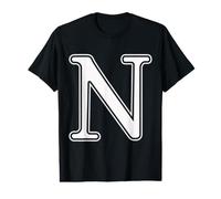 Letter N Athletic Varsity Block Alphabet Monogram Value Graphic T-Shirt