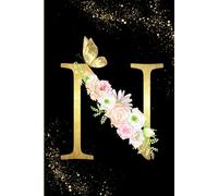 Letter N Notebook: Initial Monogram Letter N Journal Lined notebook personalized for girls and women. Black & Gold Cover. Size is 6 x 9 inches