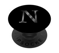 Letter N - Simply Black Grey White - For Him Boys Men Man PopSockets Adhesive PopGrip