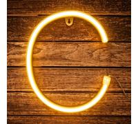 Letter Neon C, LED Letter Lights, 22cm LED Neon Light Sign, USB/Battery Operated for Birthday Party, Wedding, Christmas