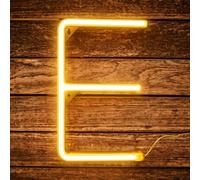 Letter Neon E, LED Neon Light Sign, 22cm Warm White LED Letter Lights, USB/Battery Operated for Party, Wedding