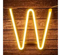 Letter Neon, LED Neon Light Sign, 22cm Alphabet Neon Wall Light Sign, Warm White LED Letter Lights, USB/Battery Operated for Birthday Party, Wedding, Christmas