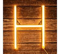 Letter Neon, LED Neon Light Sign, 22cm Alphabet Neon Wall Light Sign, Warm White LED Letter Lights, USB/Battery Operated for Birthday Party, Wedding, Christmas