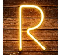 Letter Neon, LED Neon Light Sign, 22cm Alphabet Neon Wall Light Sign, Warm White LED Letter Lights, USB/Battery Operated for Birthday Party, Wedding, Christmas