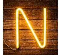 Letter Neon, LED Neon Light Sign, 22cm Alphabet Neon Wall Light Sign, Warm White LED Letter Lights, USB/Battery Operated for Birthday Party, Wedding, Christmas
