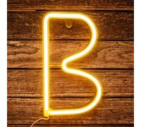Letter Neon, LED Neon Light Sign, 22cm Warm White LED Letter Lights, USB/Battery Operated for Birthday, Wedding, Christmas