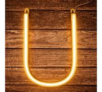 Letter Neon, LED Neon Light Sign, 22cm Warm White LED Letter Lights, USB/Battery Operated for Birthday, Wedding, Christmas