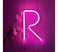 Letter Neon Lights - Custom Pink Neon Sign for Room Aesthetic Battery Operated LED Neon Light Personalize Letters for Wedding Decor Cafe Wall Art Party Background（Letters R)